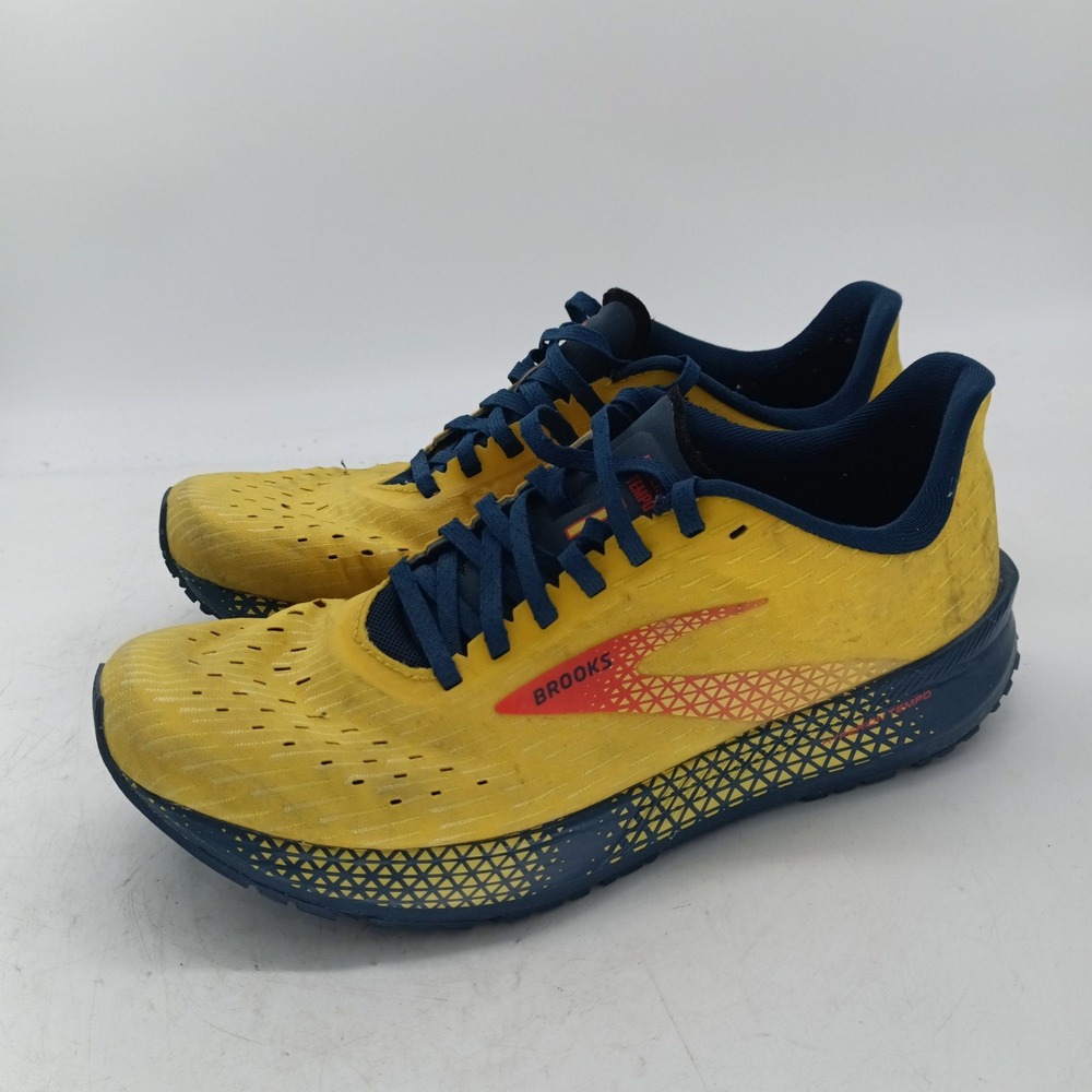 Brooks Hyperion Tempo Mens 9.5 Yellow Navy Running Shoes 1103391D767 S15